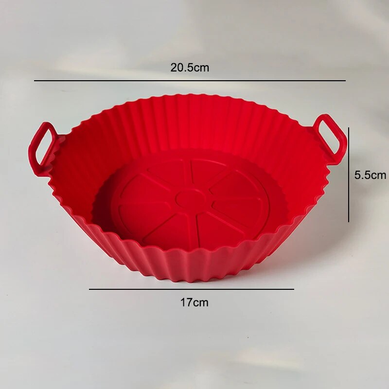 Air Fryer Silikon-Backblechmatte, kreisförmig, hochtemperaturbeständig, faltbar, Doppelohr-Backblech in Lebensmittelqualität: plum