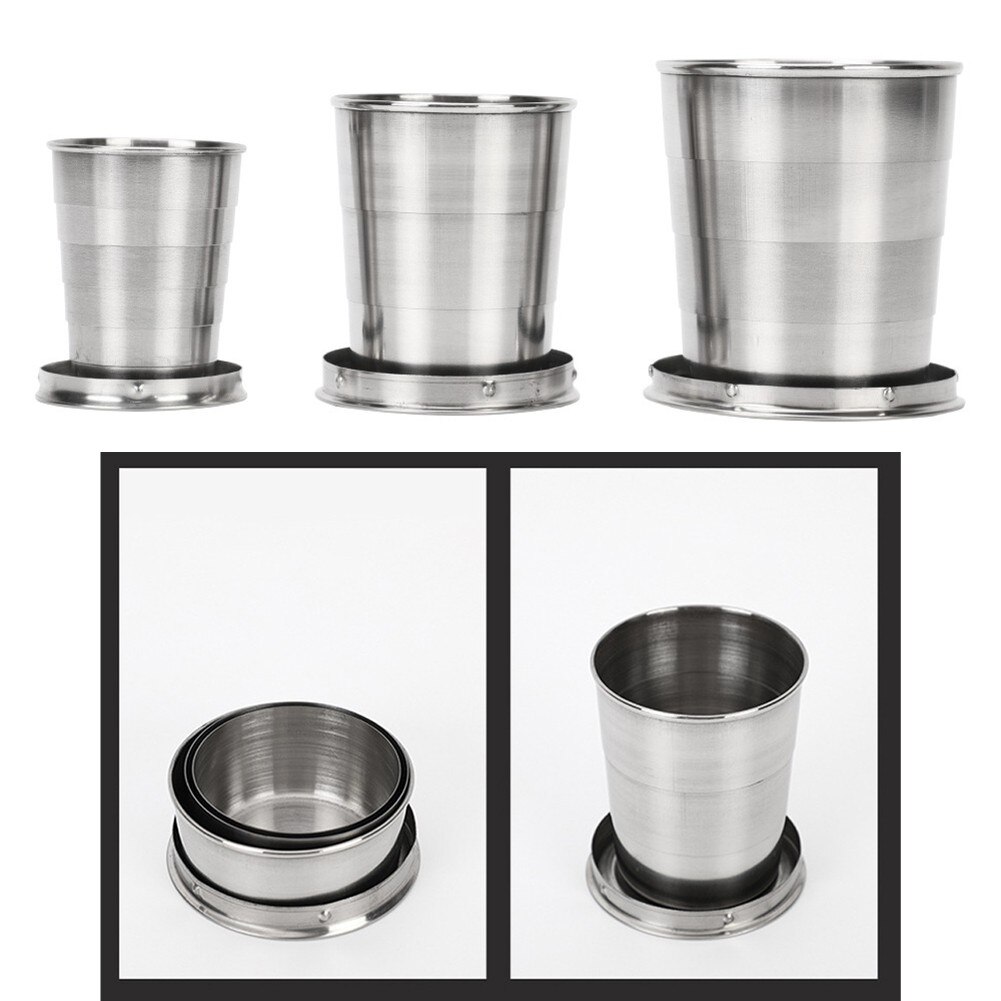 75ml/150ml/250ml Falten Tasse Edelstahl Klapp Becher Kaffee Tassen Faltbare Getränk Küche Zubehör