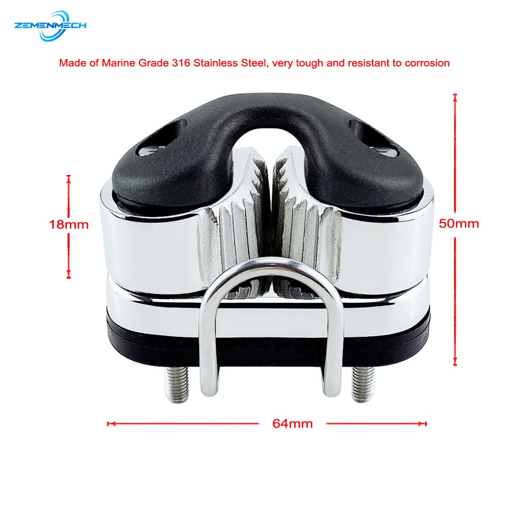 316 Stainless Steel Black Ball Bearing Cam Cleat Pilates Equipment Marine Boat Fast Entry Rope Wire Fairlead Sailing Accessories