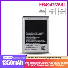1350mAh EB494358VU de la batería del teléfono móvil para Samsung Galaxy Ace S5830 S5660 S7250D S5670 i569 I579 GT-S6102 S6818 GT-S5839i