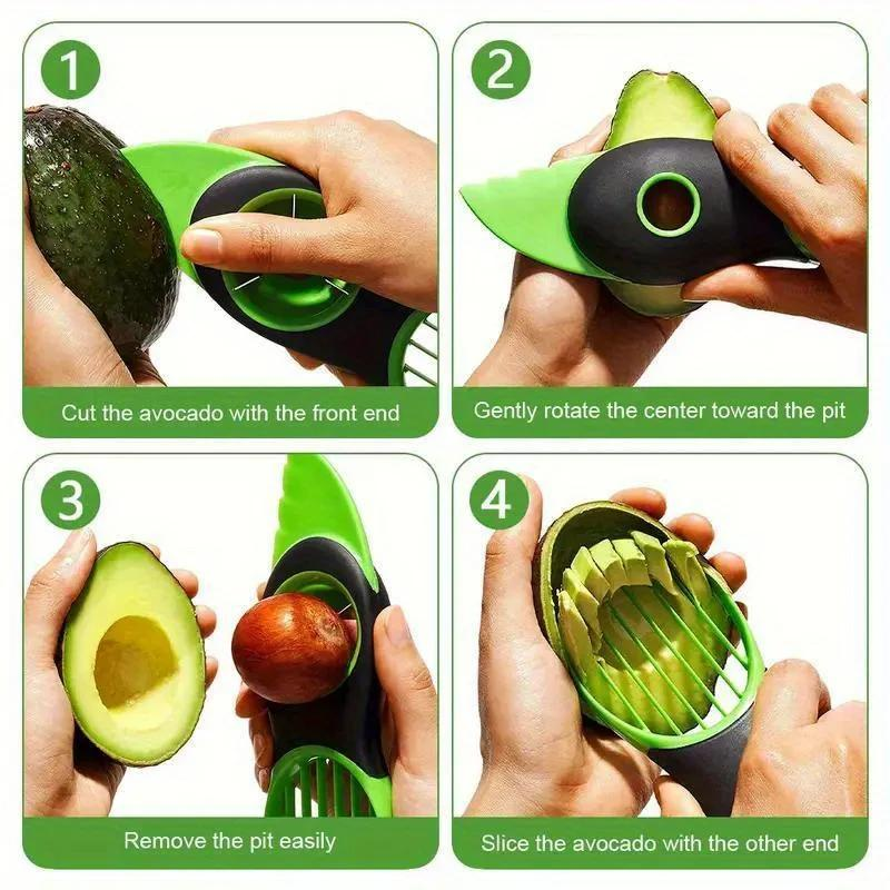 3-in-1 Avocado-Schneider und -Entkerner - Professionelles Küchengerät mit Edelstahlklinge und ergonomischem Griff für müheloses Obstschneiden