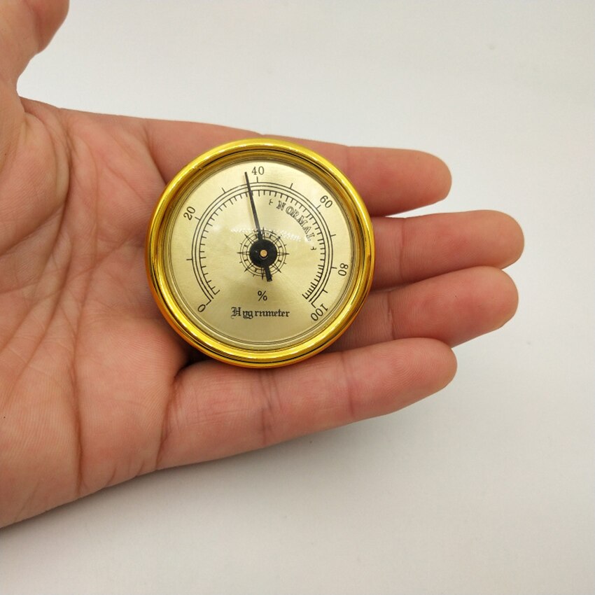 Cigar Hygrometer - Precision Round Plastic Pointer Hygrometer for Metal Cigar Box/Cigar Cabinet, 44mm Diameter Mini Hygrometer