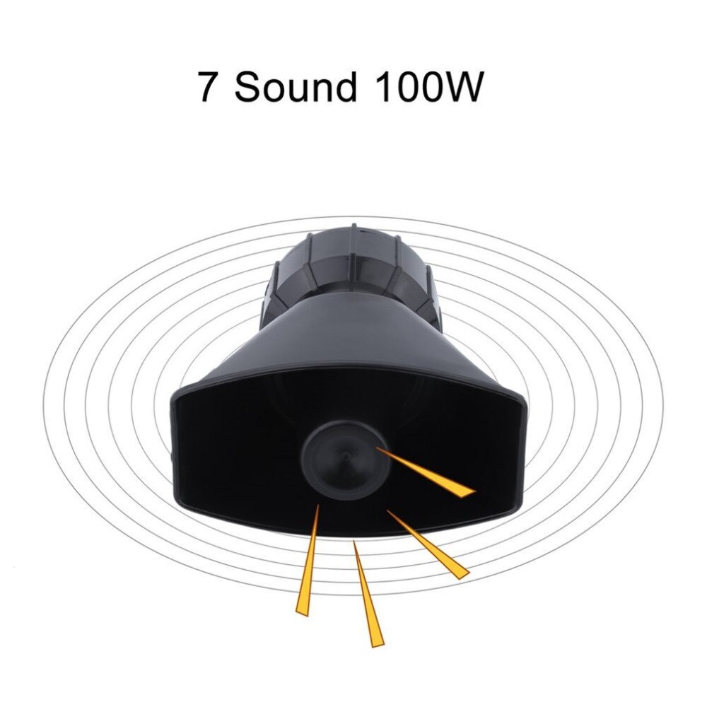 1pcs 12V 100W Tone Sound Car Emergency Siren Black Car Siren Horn Mic System Emergency Amplifier Hooter PA Speaker