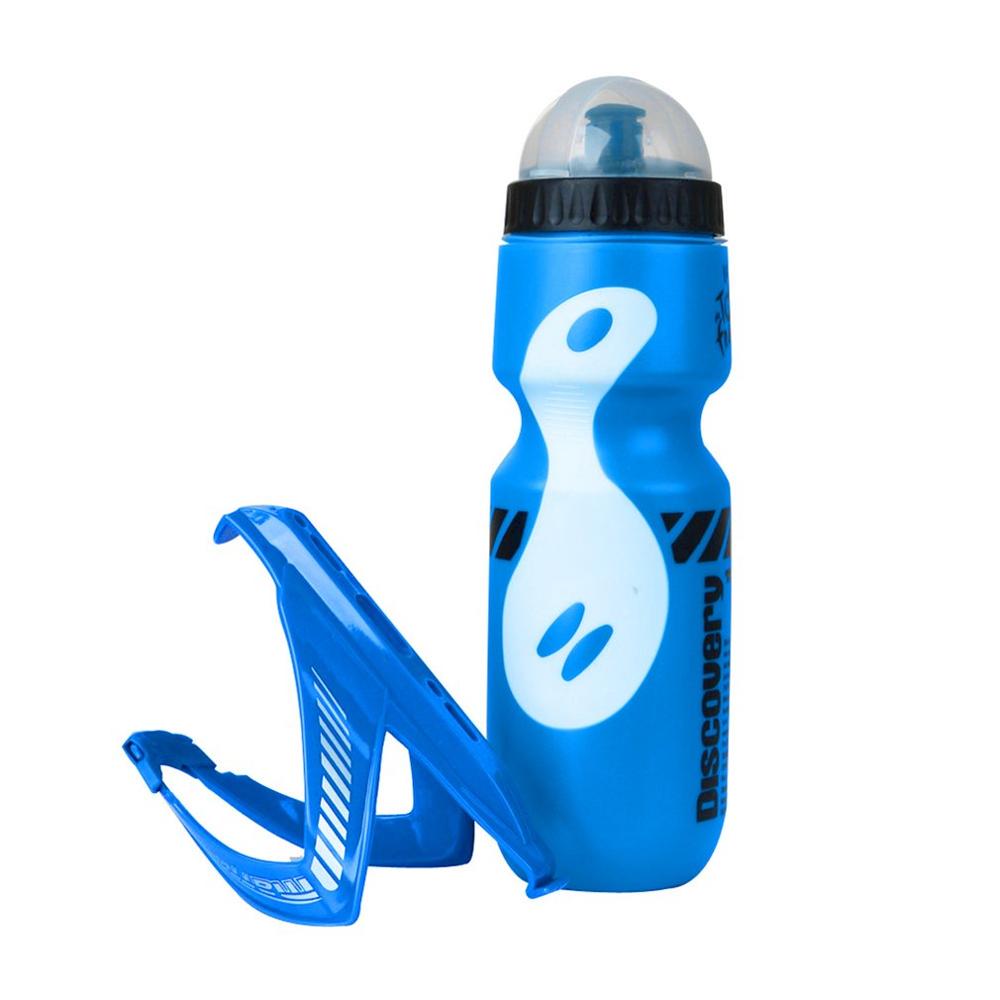 650ml mountainbike cykel cykling vand drikkeflaske + holder bur udendørs sport plast bærbar kedel vandflaske drikkevarer: Blå