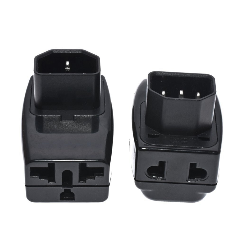 3 IN 1 - Universal to IEC C14 Male PDU PSU Electrical Plug Adapter AC100~250V 10A Black White