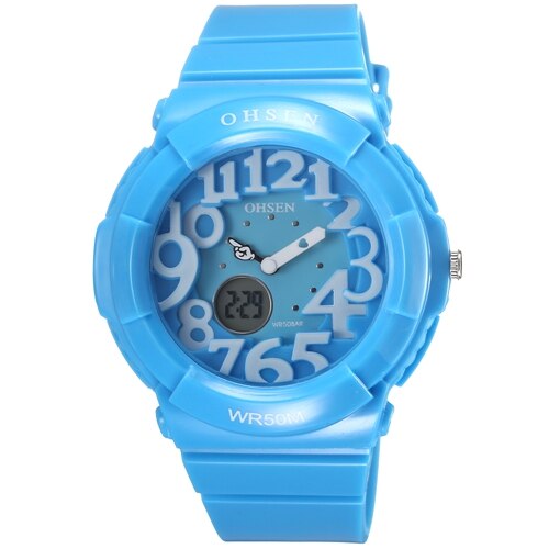 Ohsen digitaal quartz kinderhorloge voor meisjes, waterdicht, outdoor sporthorloge voor jongens, zwart siliconen dameshorloge