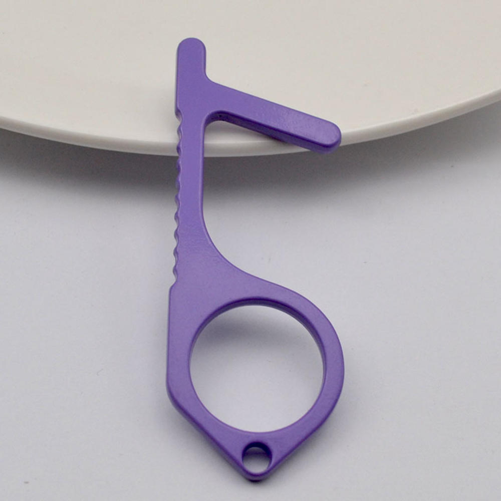 Touch Screen Buttons EDC Door Opener Hygiene Hand Antimicrobial Contactless Press Elevator Tool Portable Door Opener Keychain: purple