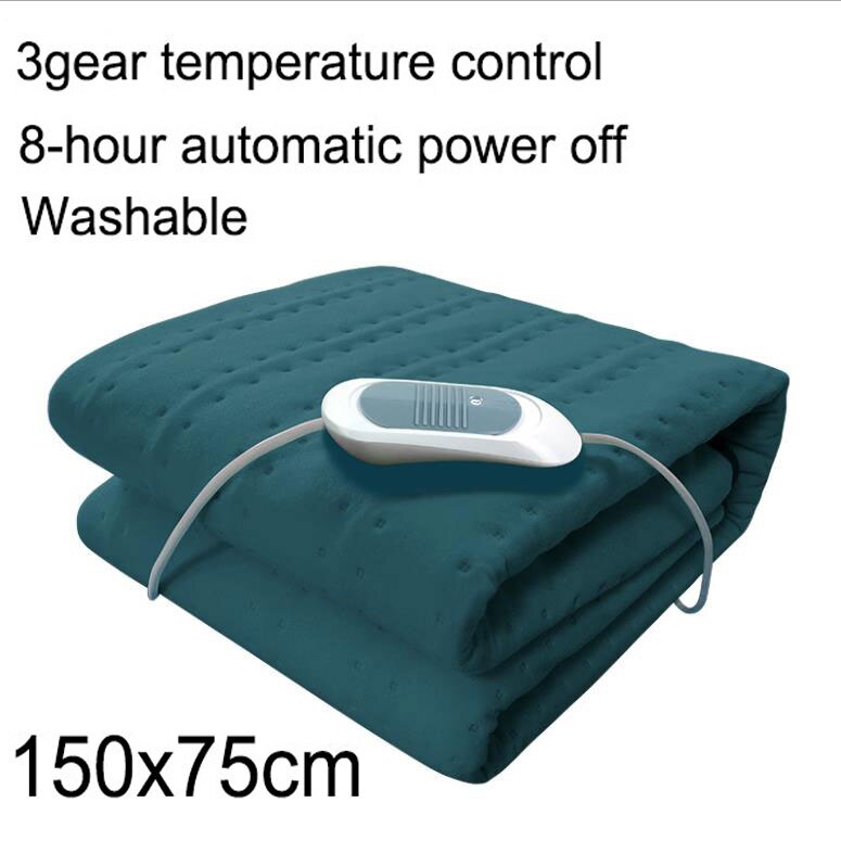 220V household electric blanket double single control temperature timing electric mattress student dormitory household single th: 150x75cmPeacock blue