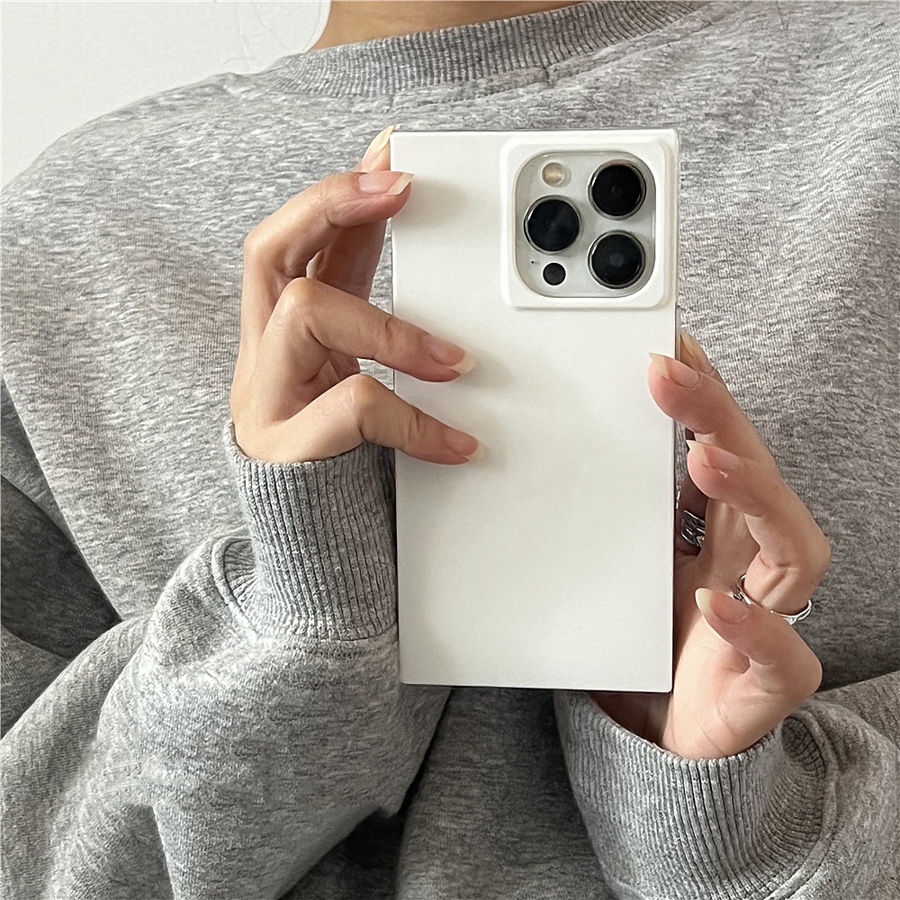 Funda de teléfono con marco cuadrado de lujo para iPhone, cubierta trasera suave, protección de cámara, , minimalista, Simple, UniSex, 15, 14, 13 Pro Max