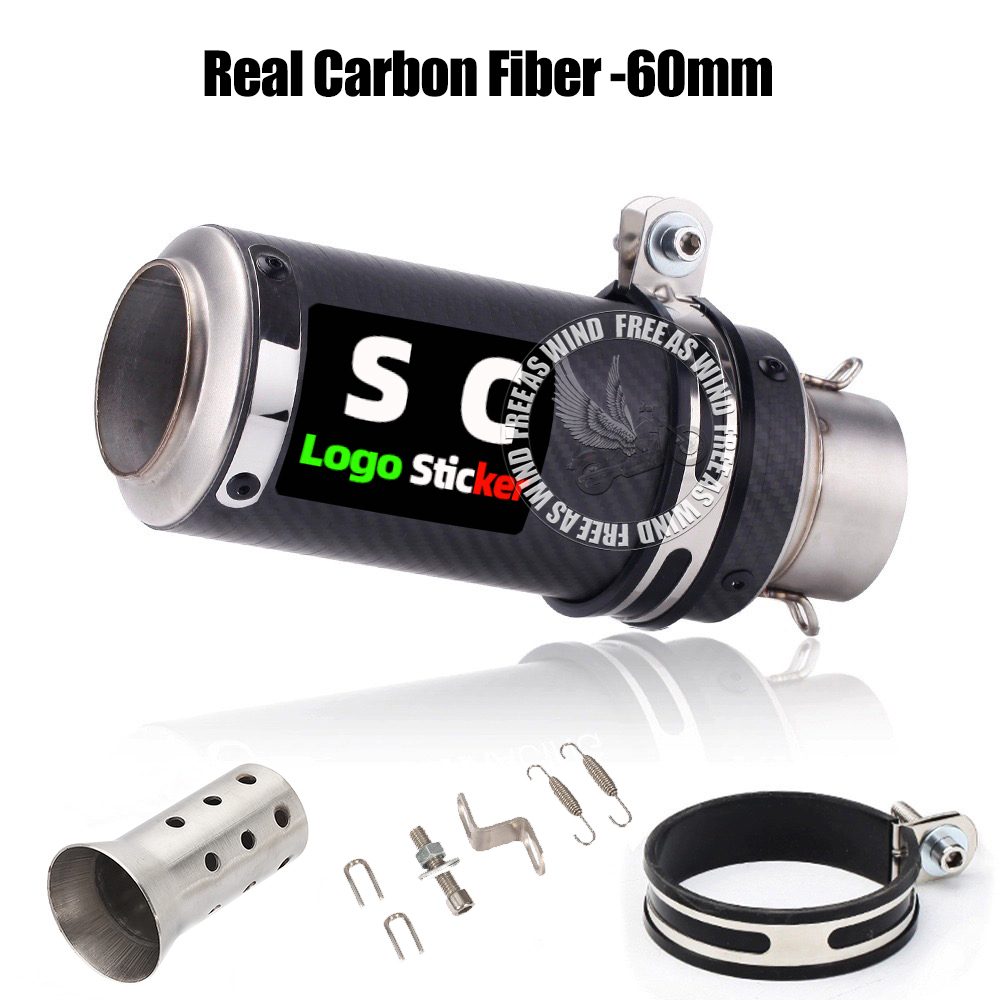 51mm 60mm 63mm Carbon Fiber sc Motorcycle Exhaust Muffler Escape for Motorcycle GP-project Universal Exhaust Modified Accessorie: Brown