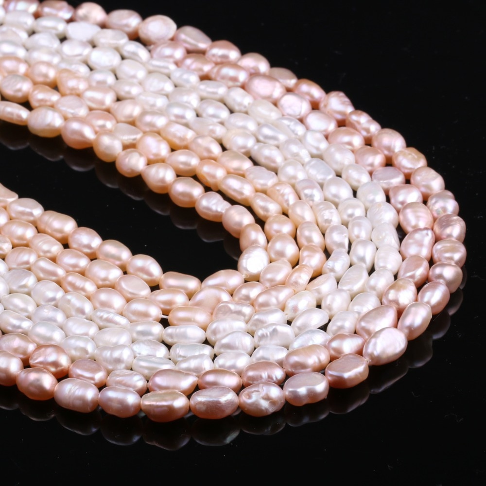 Natural Pearls Freshwater Cultured loose Beads for Jewelry Making DIY Bracelet Necklace Earrings Strand 13 Inches Size 6-7mm