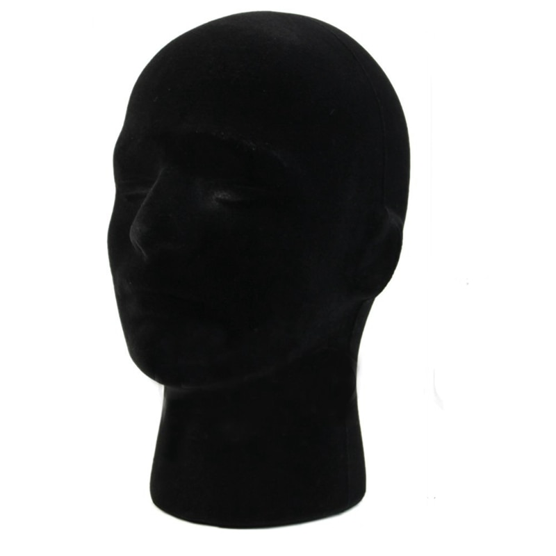 Mannelijke piepschuim mannequin mannequin hoofd model pruik bril pet display standaard zwart