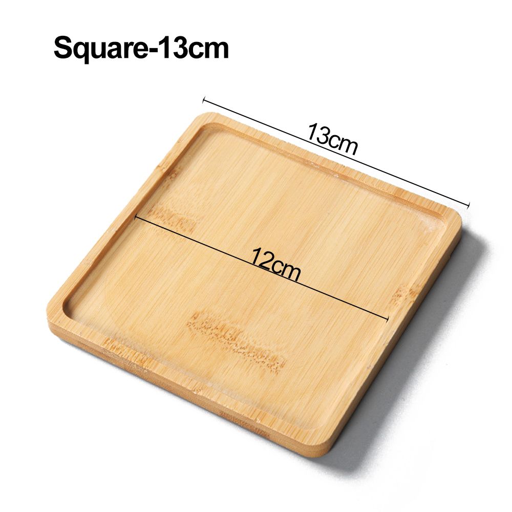 1PC Simple Bamboo Wood Tray Round Square Hexagon Flowerpot Base Pot Stander Succulents Bonsai Holder Home Decor Gardening: Dark Grey