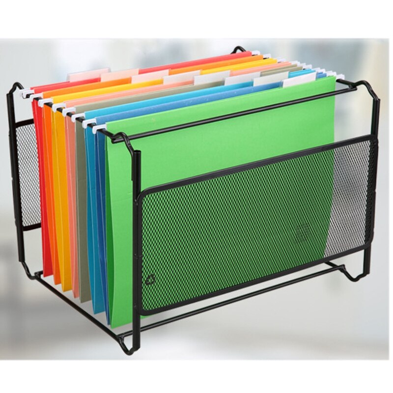 A4 Mesh Metal File Organizer Box Hanging File Folder Box Desk Storage Holder Shelf Holder Storage for Office Home: Default Title