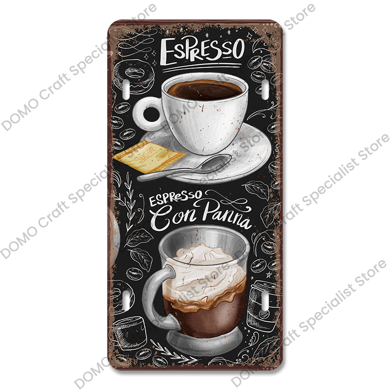 Placa de licencias de café, carteles de hojalata de Metal Vintage, placas de Metal Retro para café, cocina, sala de estar, decoración artística de pared del hogar