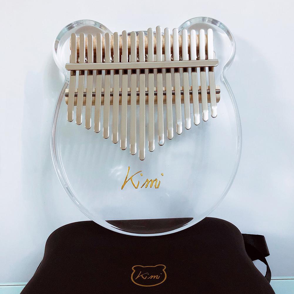 Piano acrílico Kimi Kalimba, 17 teclas, pulgar transparente, sintonizador, caja de manual