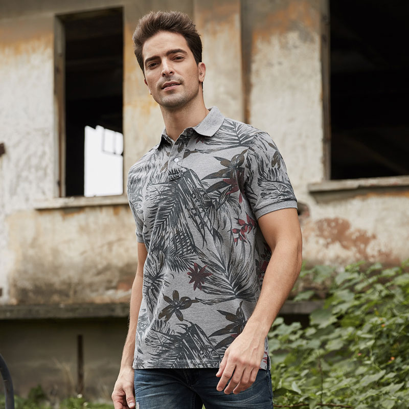 Zomer Mannen Korte Mouw Polo Shirts 100% Katoen Plant Floaral Print Mode Mannen Polos Tops C230