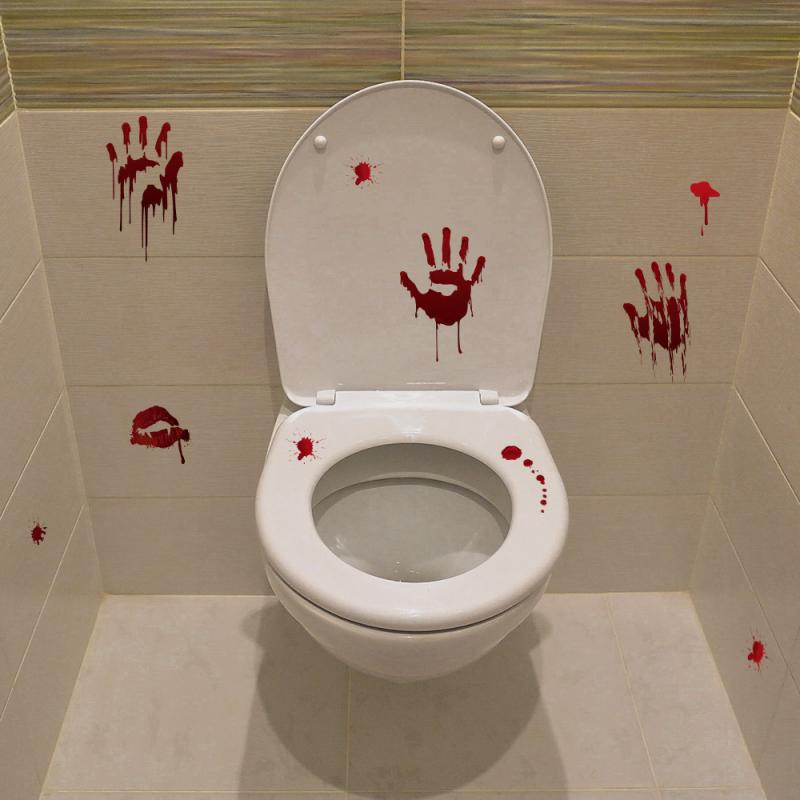 Tarra tarrat halloween juhlat koristelu kummitus talon rekvisiitta kamala halloween verinen kädenjälki tarrat seinä ikkuna ovi lattia