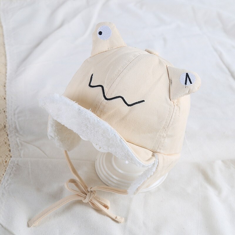 Gorro de piloto de rana para niño, gorros con orejeras, gorros para niño, gorros para niño, gorros cálidos con orejeras, protección para las orejas, gorro Lei Feng, accesorios para niño: Beige
