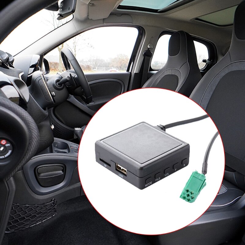 6Pin 3.5Mm Auto Aux Adapter Stereo Muziek Connector Tf Usb Microfoon Media Plug Multifunctionele Auto Adapter