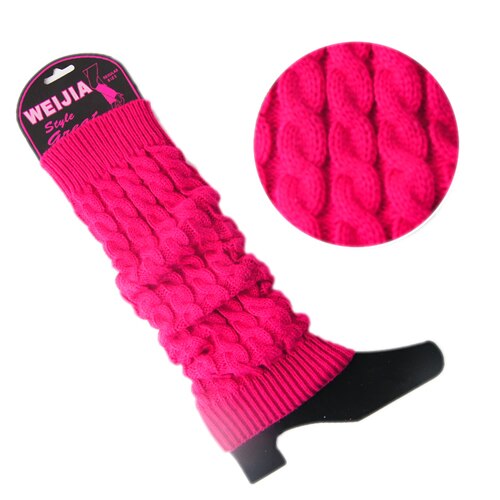Women Winter Warm Knit Crochet High Knee Leg Warmers Leggings Boot Leggings Slouch: Hot pink