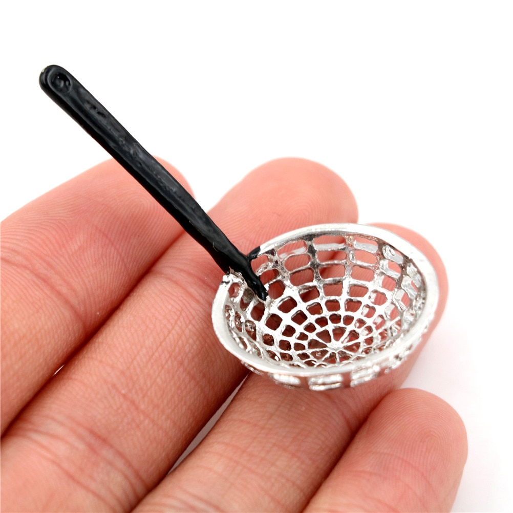 Kitchen 1:12 Length 5cm Micro Metal Colander Doll house MiniatureKitchen Decor Simulation Toy