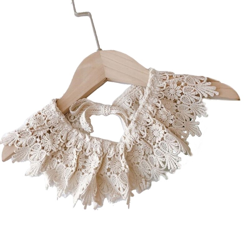 Bavoirs en dentelle pour enfants, Style coréen, motif Floral, mignon, ajouré, faux col, vêtements pour enfants, accessoire, châle en coton