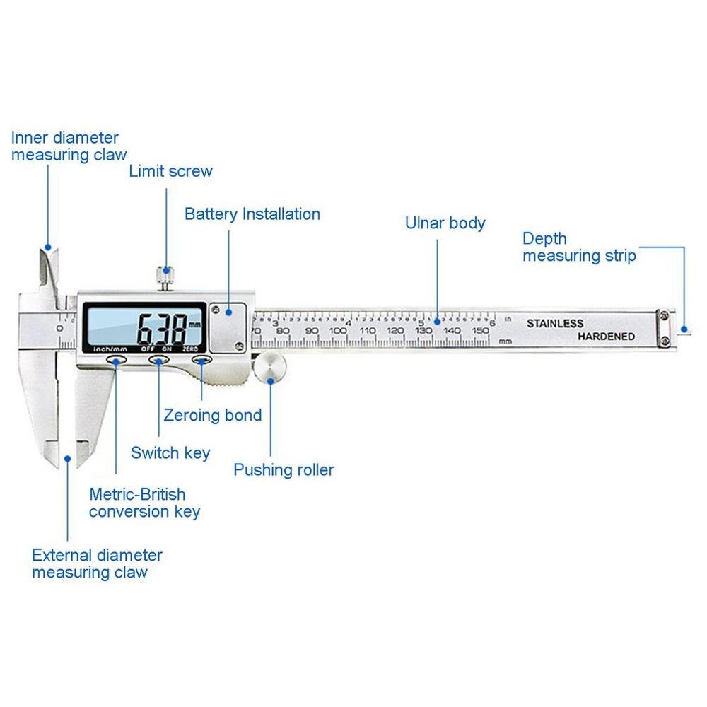 Calibre Vernier de alta precisión de 0,01mm, pantalla Digital, calibre electrónico de Metal de acero inoxidable, herramienta de medición de