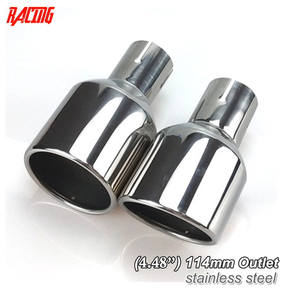 1 stk 114mm udtag universal modifikation biltilbehør sølv krøllet flange lyddæmper udstødning rustfrit stål spids enderør