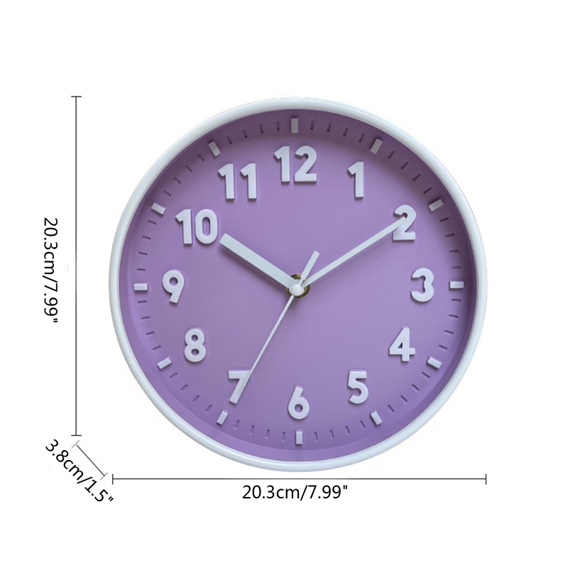 K1MF Moderne, einfache Wanduhr, 20,3 cm, Bonbonfarben, geräuschlos, für Zeituhren, Ornament für Zuhause, Schlafzimmer, freundlicher