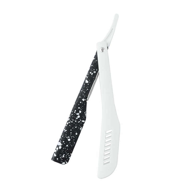 Camouflage Professionele Opvouwbare Scheren Scheermessen Voor Mannen Baard Trimmen Ontharing Gereedschap Kapper Veiligheid Scheermes Mes Houder: WHITE