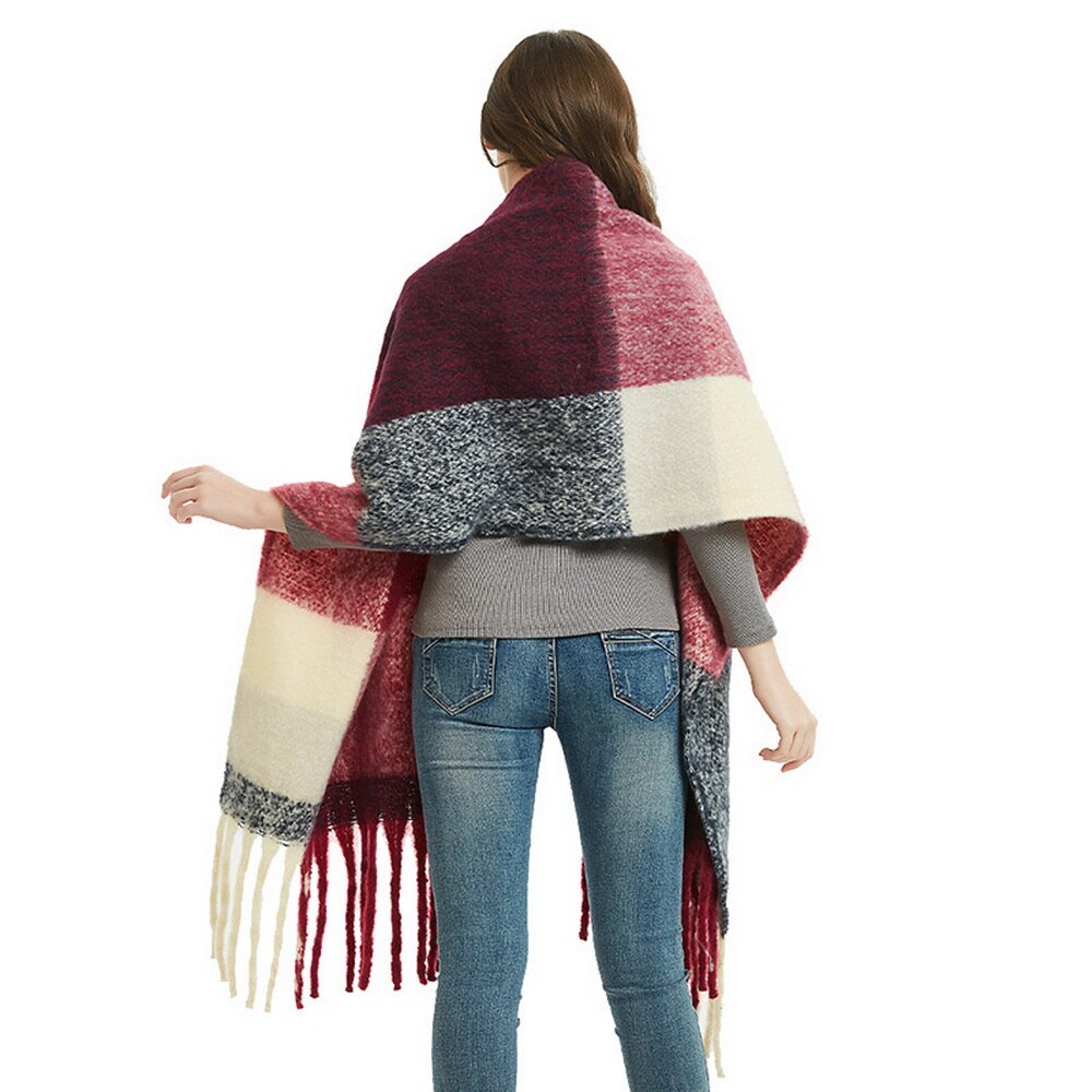 Moda barato grande xadrez cachecol inverno marca de luxo caxemira quente cachecóis feminino 2019 xale com borlas bufandas hombre