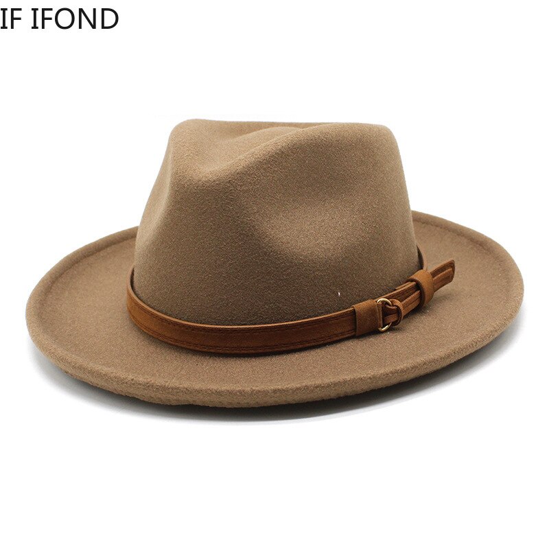 Wool Felt Fedoras Hats Adult Men Trilby Cap Autumn... Grandado Wool Felt Fedoras Hats Adult Men Trilby Cap Autumn... Grandado