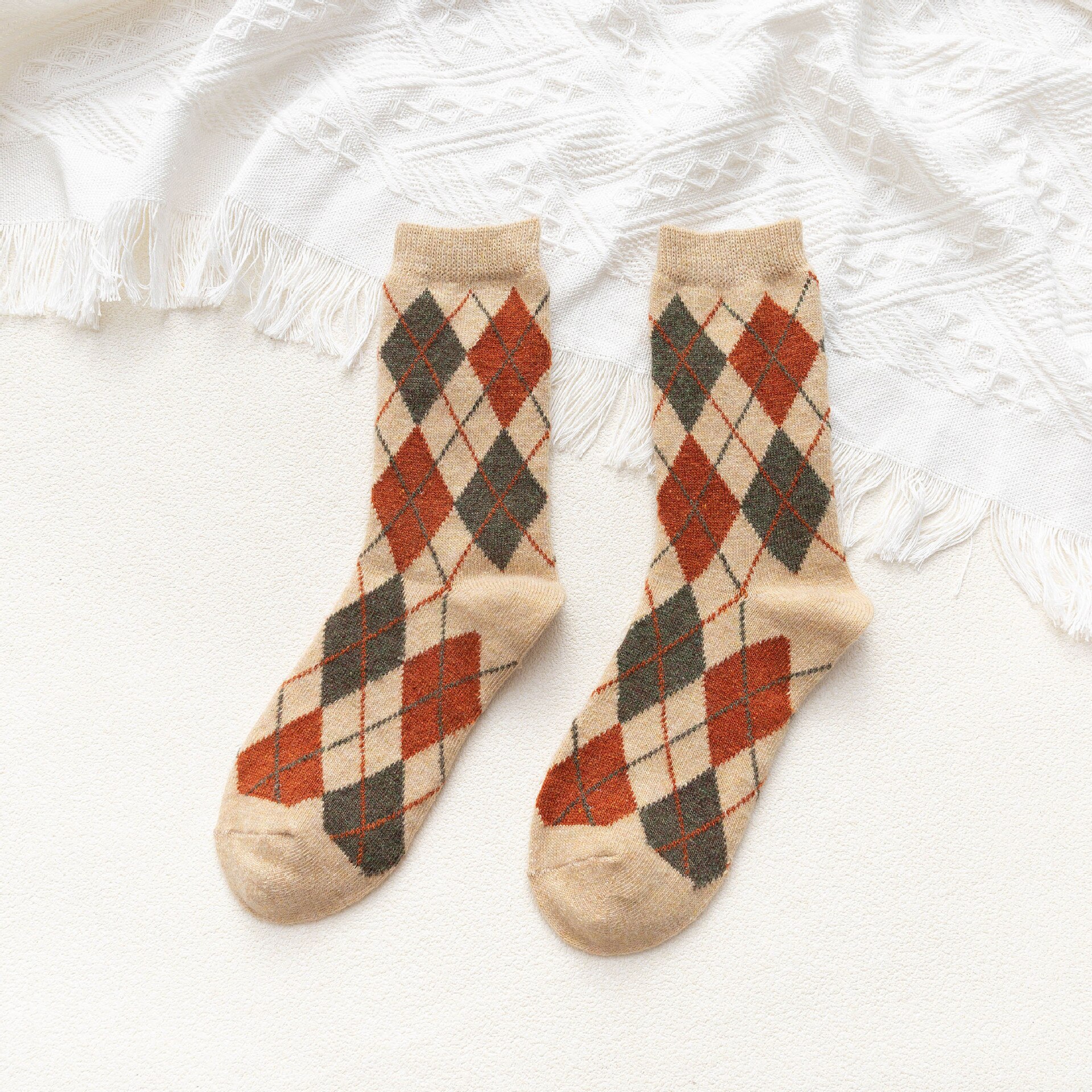 Calcetines de lana con rombos y Morandi para mujer, medias de monopatín de urbana, geniales, Ootd Funk, Hip Hop, para otoño, 2022: kaqi