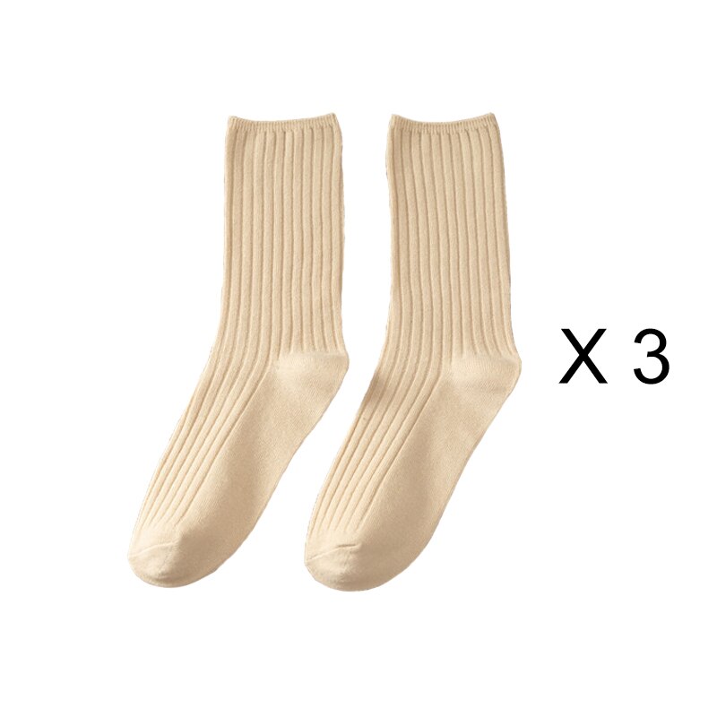 3 par/lote conjuntos de calcetines de mujer de Color sólido Retro calcetines largos de algodón para mujer transpirable estilo japonés Casual calcetín largo de algodón