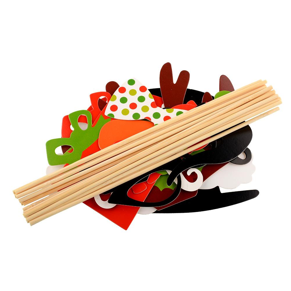 Funny DIY Photo Booth Props Glasses On A Stick Christmas Party Family