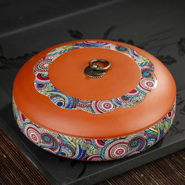 Caja de almacenamiento de té de estilo chino Puer, cajas de sellado de de arte púrpura Natural, tarros de café, granos, recipiente de Caddy, bandeja de caramelos y nueces: Pattern 16