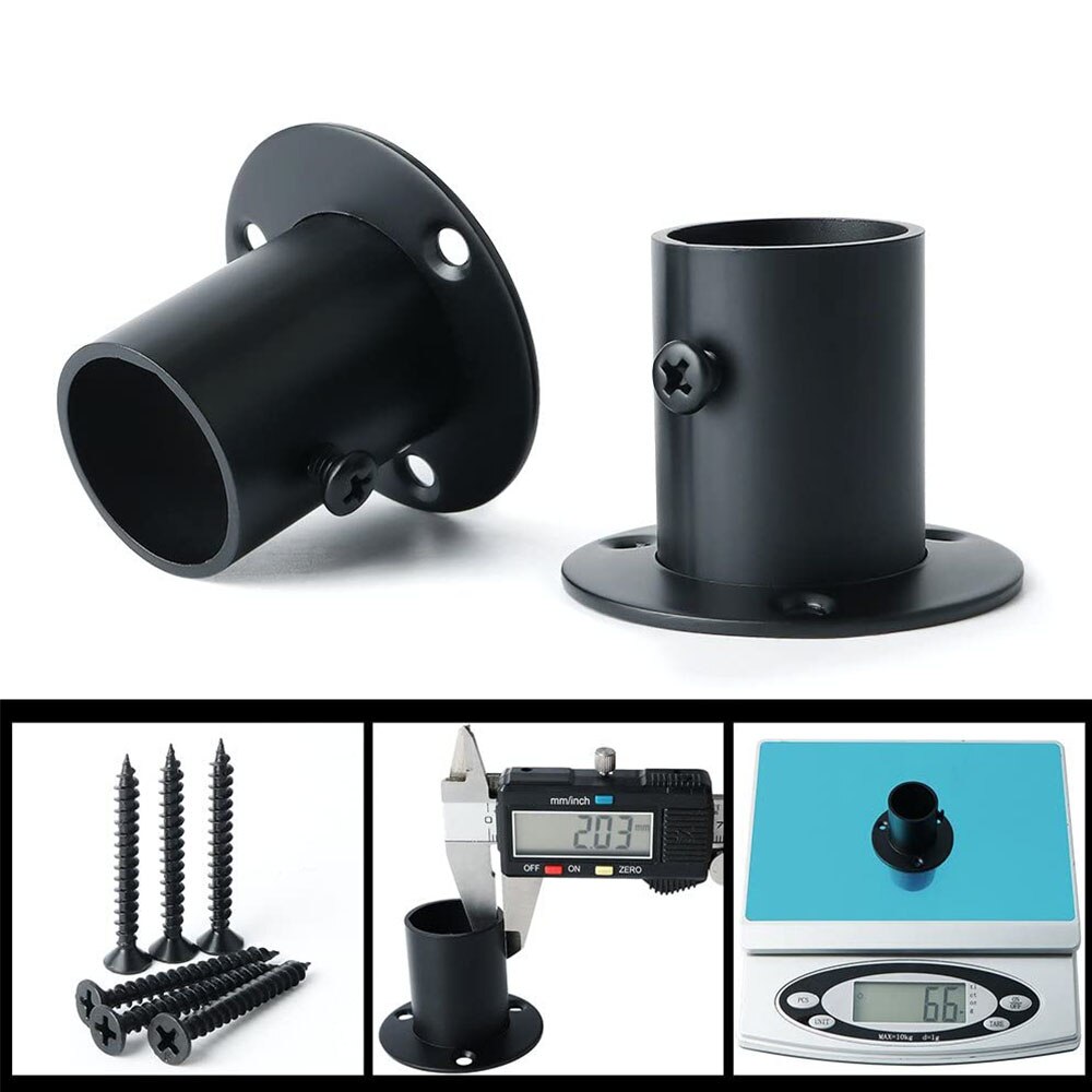 1-1/4 Inch Curtain Rod Ceiling-Mount Bracket Stainless Steel Flange Rod Holder Closet Pole End Supports Socket 2 Pack