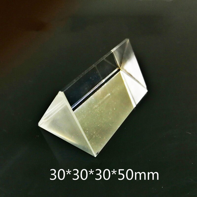 Triangular rainbow prism glass 30 * 30 * 30 * 50mm optical glass equilateral refraction prism for spectrum observation rainbow