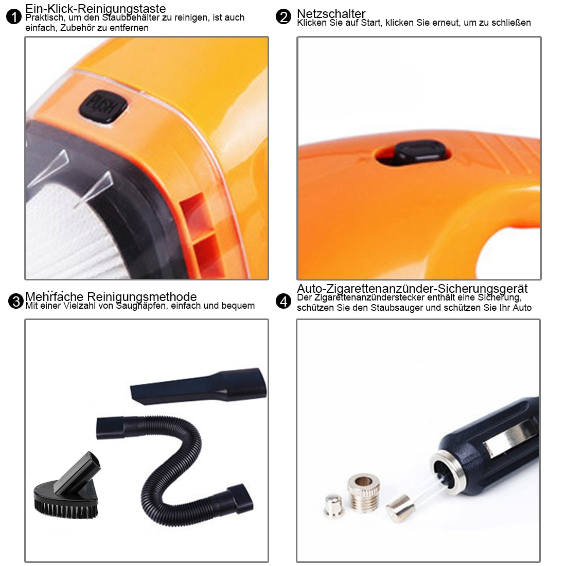 Car Vacuum Cleaner 120W Portable Handheld Vacuum Cleaner Auto Wet/Dry Car Vacuum Hand Filter 12V