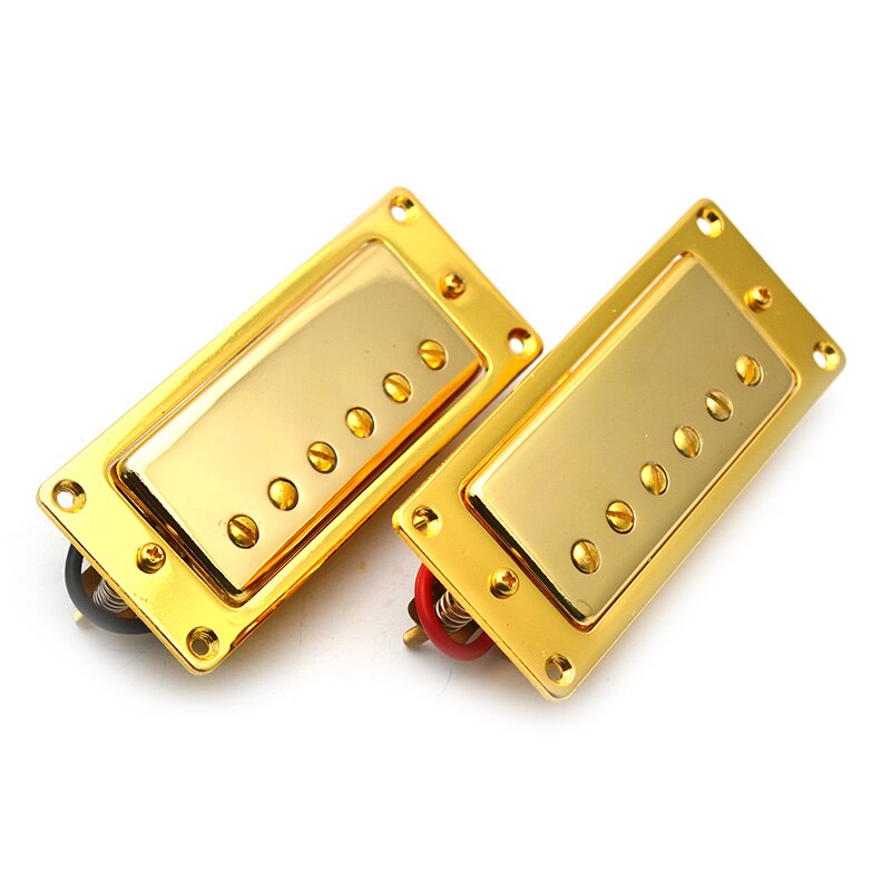 Mini 6 Hole Electric Guitar Humbucker Pickup Neck&Bridge Pickup Pickup for LP Guitar Black/Gold/Chrome: Gold Neck and Bridge
