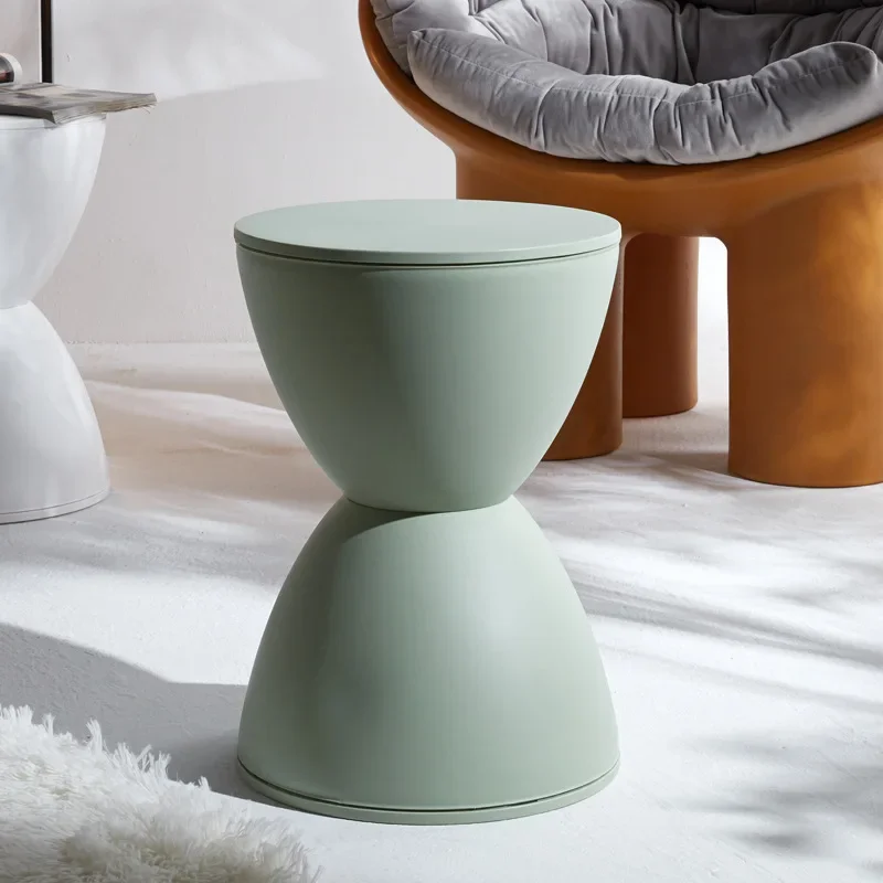 Taburete nórdico redondo para sala de estar, moderno, informal, Simple, grueso, bajo para el hogar, taburete de Príncipe, zapato , reloj de arena, apartamento, barbacoa: Gris oscuro
