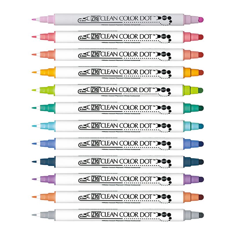 1pc japonia Zig KURETAKE czysty kolor kropka TC-6100 podwójna głowa metaliczny kolor Marker akwarela pióro malowane pędzelek artystyczny okrągły znaczek