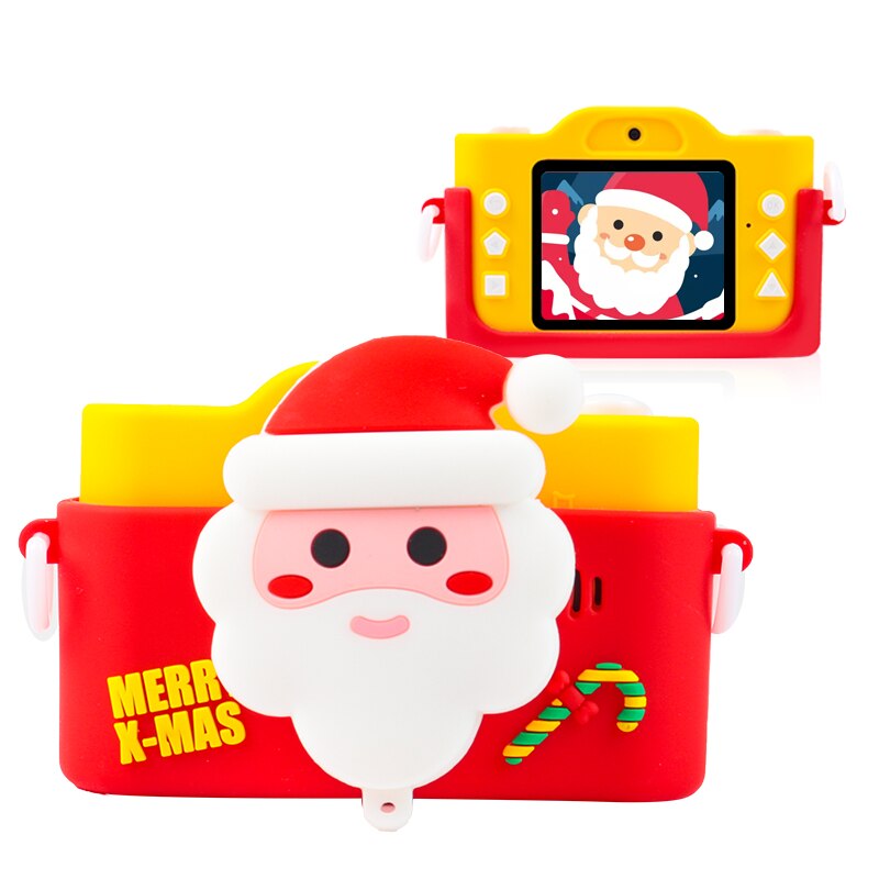 Christmas Cartoon Cute Shatter-resistant Children's Digital Camera High-definition Dual Camera Kid Toy: Yellow / Standard