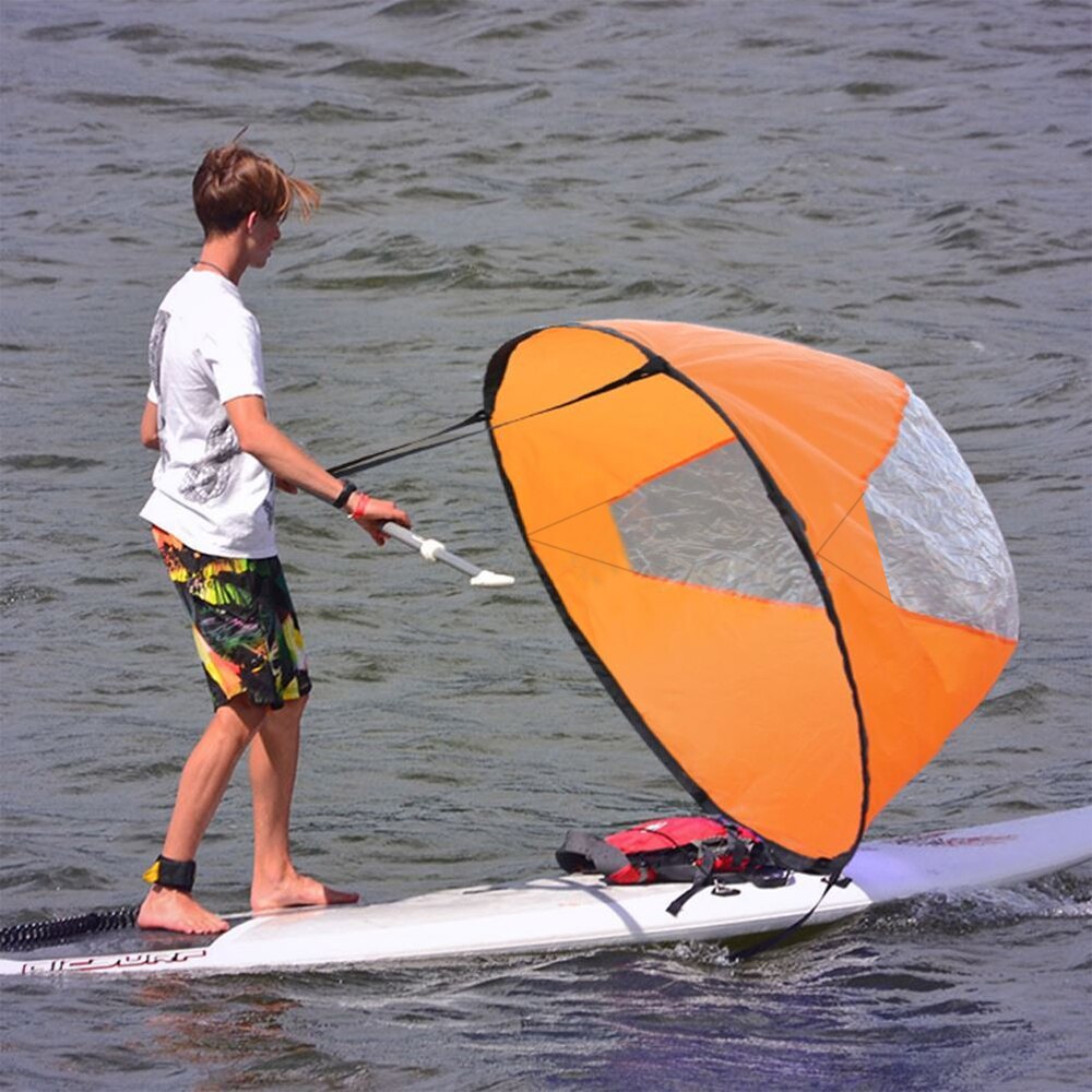 Sammenleggbar kajakk båt vind seil ultralett sommer surfing vind padle seil holdbar nedvind padle robåter vind klart vindu