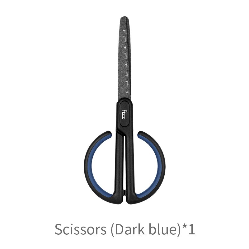 Fizz Stationery Scissors With Scale Paper Cutting Safe Rounded Stainless Steel Art Scissors Stationery Paper Cutter For Office: Dark Blue