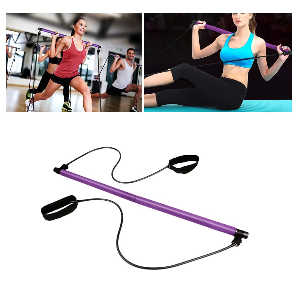 1pc yoga-pilates-stöcke, widerstandsstangen, bodybuilding-fitnessstudio-schlauchschlaufe, elastische übungsstange (lila): Bild 1