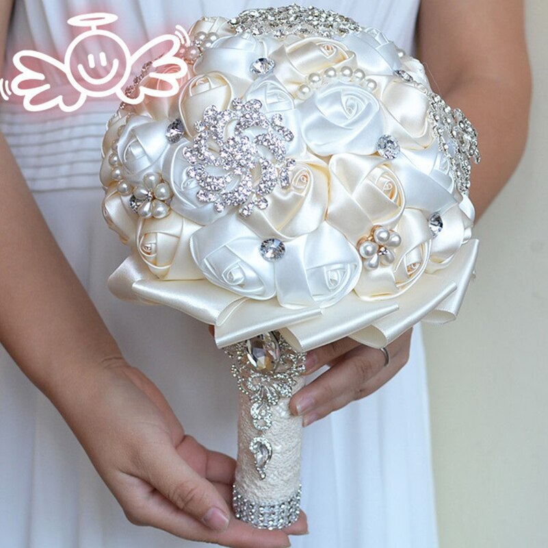 Broche de cristal rosa para ramo de novia con cuentas, ramillete de flores de boda para dama de honor, accesorios de boda: Default Title