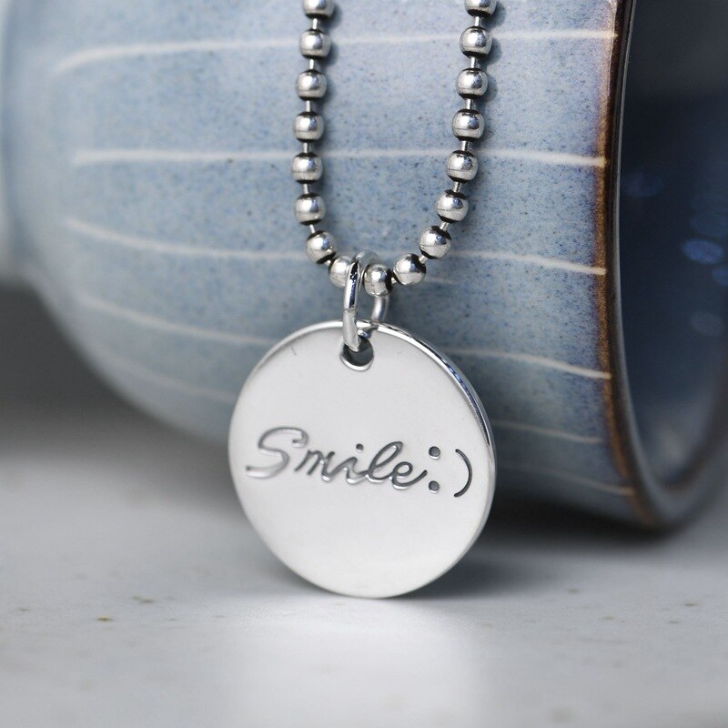 BALMORA Original 100% 925 Pure Silver Letter Pendant For Women Men Smile Couple Pendant Charm Necklace Accessories Without Chain