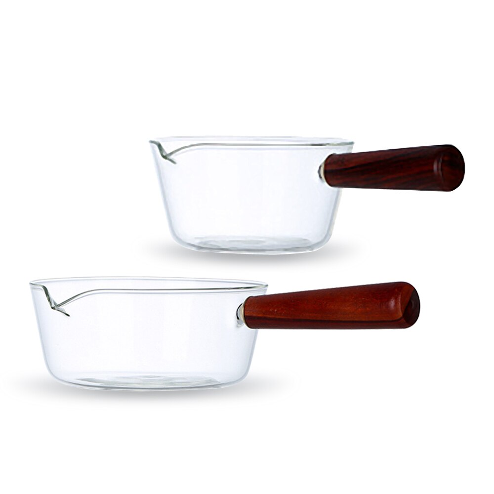 Transparent Glass Pot Single Handle Baby Food Supplement Soup Pot Korean Instant Noodle Pan Salad Vegetable Bowl